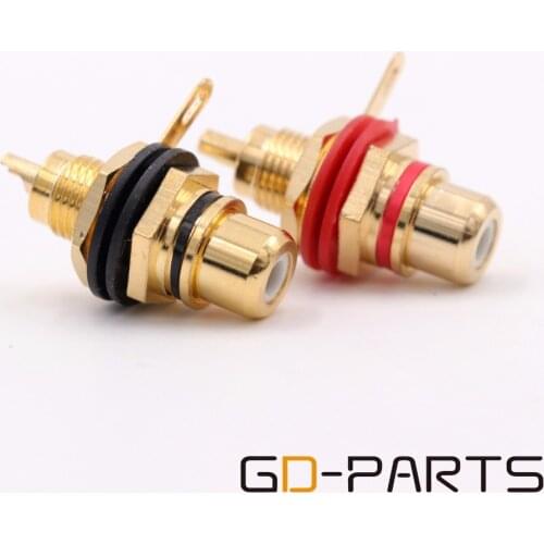 GD-PARTS Gold Plated Brass Female RCA Jack Socket Terminal Hifi Amplifier DAC CD Speaker Audio Connector Panel Mount