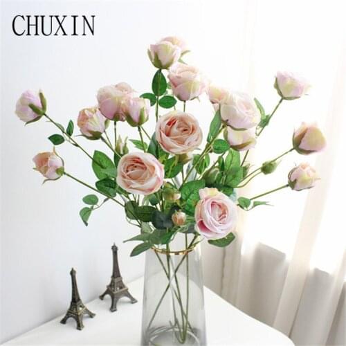 6 Heads Artificial Flower Bouquet Fabrics Rose Peony Home Christmas Decor Wedding Banquet Decorations Background Scene Layout