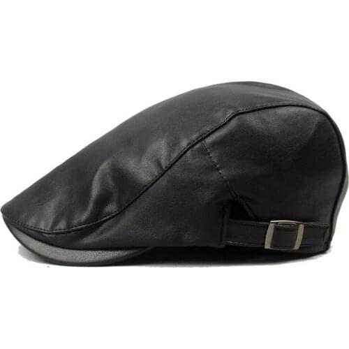 2019 Solid Color 4 Colors Newsboy Caps PU Flat Peaked Cap for Men and Women Painter Beret Hats 38