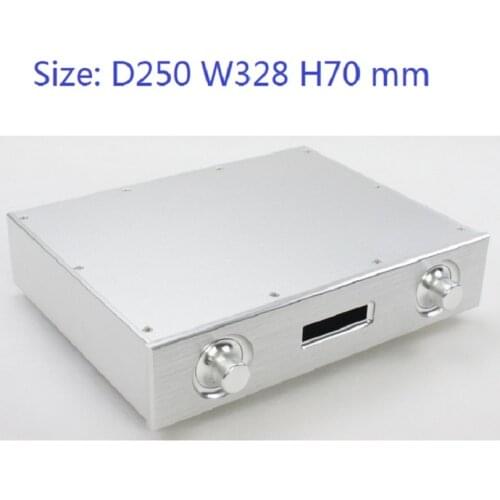 Size: D250 W328 H70mm DAC Amplifier Case Aluminum Chassis Power Supply DIY Case WA63