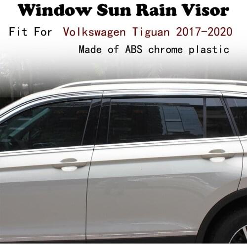 ABS Chrome plastic Window Visor Vent Shades Sun Rain Guard car accessories For Volkswagen Tiguan 2017-2020