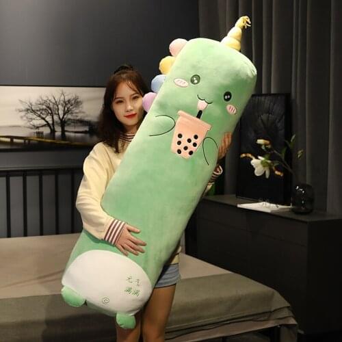 1pc 130CM Cute Animal Long Plush Toys Stuffed Soft Dinosaur Cat Shiba Inu Cattle Pillow kawaii Christmas Gift for Children Girls