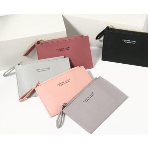 7-Color Fashion Women Bank Credit ID Card Holders Cover Package Zipper Case PU Leather Mini Wallets Ultra Thin Small Money Bag