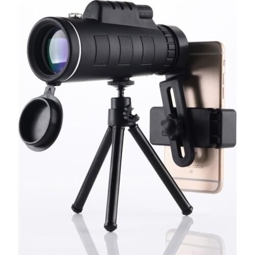 Waterproof 40X60 Monocular Zoom Optical HD Lens Telescope with Cell Phone Holder Night Vision for Hunting Spotting Scope Tripod