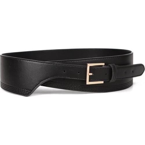 New Fashion Belts For Women PU Leather Gold Square Pin Buckle Cummerbunds HOT Body Corset Cummerbund Female Wide Soft Waistbands