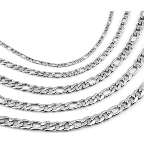Risul stainless steel Men&Women DIY necklace Figaro chain Sell in meter 3/5/6/6.8/7.4mm thick big Curb necklace punk style chain