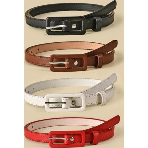 Designer Waist Belt Multi-color Ladys Slender Thin Belt Square Buckle Women Elastic Waist Belt Candy Color Jeans Buckle Belt
