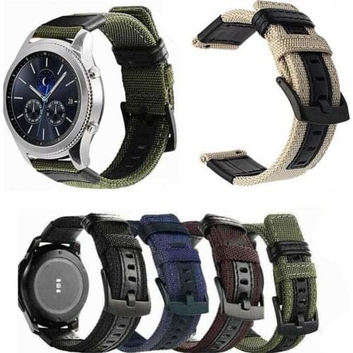 Watch Band Replacement Strap For Samsung S3 F-91W 20/22mm Nylon Woven Wrist Watchstrap with Pins Metal Buckle