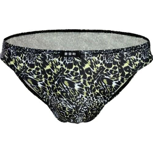 Sexy Low Rise Mens Briefs Soft Leopard Printed Underwear Mens Hot Hips Underpants Up Jockstrap Sexy Undies Men Cueca