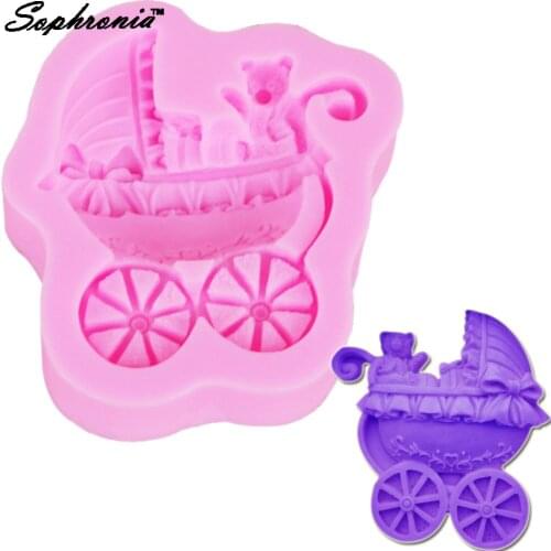 Sophronia M397 Baby Bear Stroller 1pcs UV Resin Silicone Mold for Jewelry Charms Pendant GumpasteMould Handmade Tool Epoxy Molds
