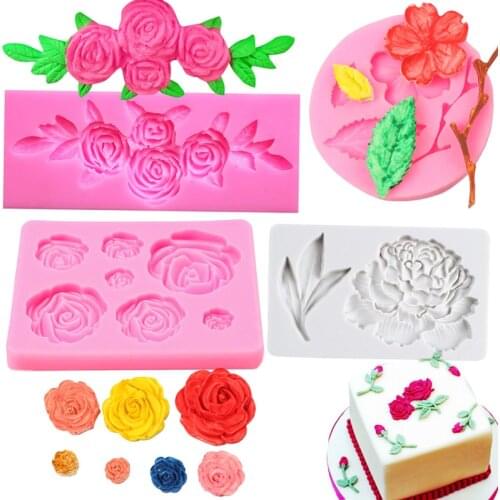 1PCS Flower Rose Peony Silicone Molds 3D Soap Mold Wedding Cake Decoration Tools Handmade Resin Clay Chocolate Gumpaste Mould