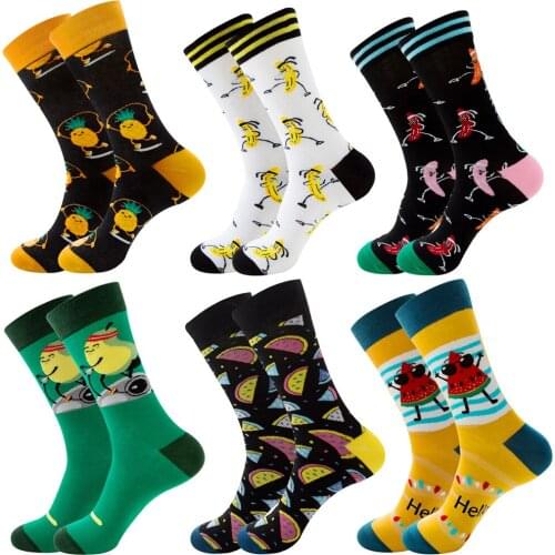 Funny Socks Men Fruit Cartoon Printed Crew Socks Women Cotton Harajuku Streetwear Skateboard Novelty Cycling Happy Sock Dropship