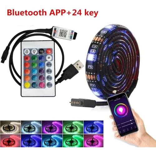 LED Strip 1m 2m 3m 4m 5m WIFI Bluetooth APP 24 key RGB USB Led Light Strip 5V TV Background Waterproof 5050SMD With white lights