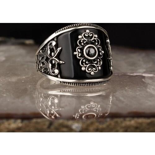 Zircone Traditional Turkish 925 Silver Handmade Signet Rings Jewelry Gift From Turkey for Women Men