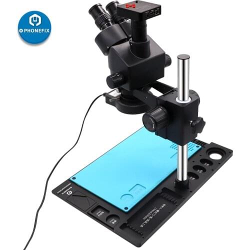 2021 Black 3.5X-90X Simul-focal Trinocular Stereo Microscope 21MP 38MP HDMI Camera Digital Video Microscope Phone PCB Soldering