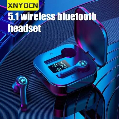 Xnyocn L10 TWS Bluetooth Earphone Wireless Headphones 5.0 LED Display Button Control Earbuds Waterproof Noise Cancelling Headset