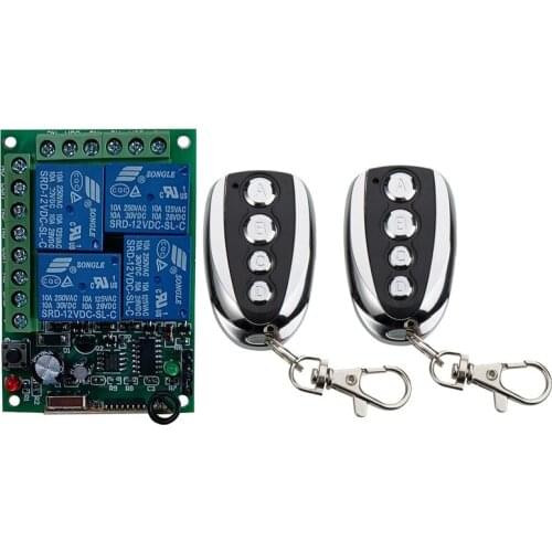 Universal Wireless Remote Control DC 12V 24V4CH Relay Receiver Module RF Switch 4 Button Remote Control Gate Garage opener