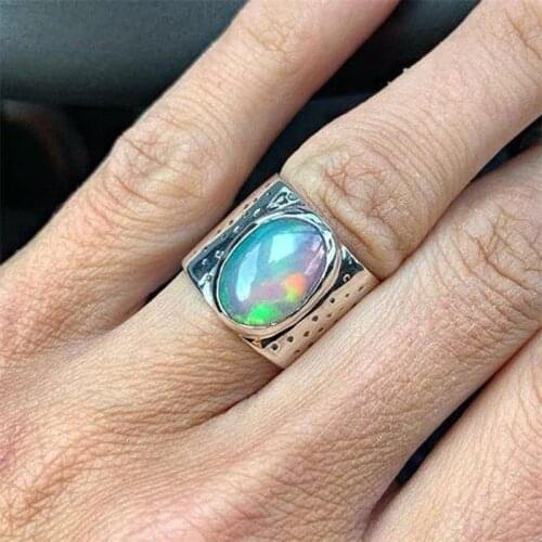 Modyle Punk Vintage Silver Color Natural Moonstone Ring White Opal Vine Rings For Women Wedding Jewelry