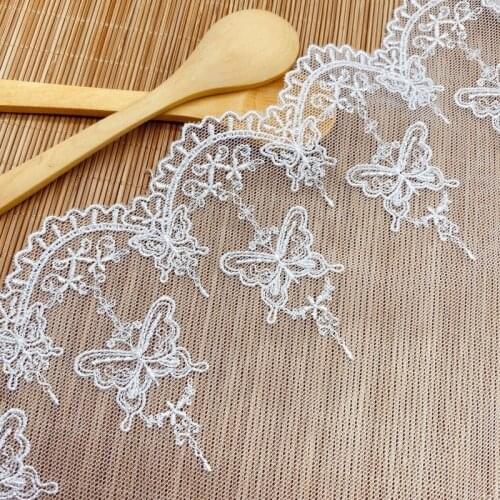 5 1/10 " High Quality Wide /Black Butterfly White Cotton Embroidered Lace Sewing Furnishing DIY Handmade Craft