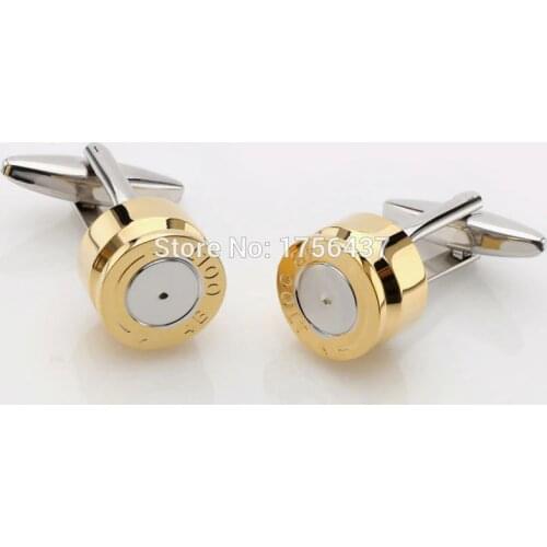Lepton Bullet Cufflinks for Mens Gold Color Bullet Design Cuff links Men Wedding Groom Shirt Cuffs Cufflink Relojes gemelos