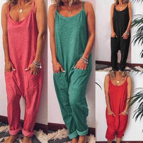 Strappy Jumpsuit Women Summer 2020 Dungarees Harem Pants Loose Playsuit Jumpsuits Baggy Trouser Overalls Romper fashion jumpsuit