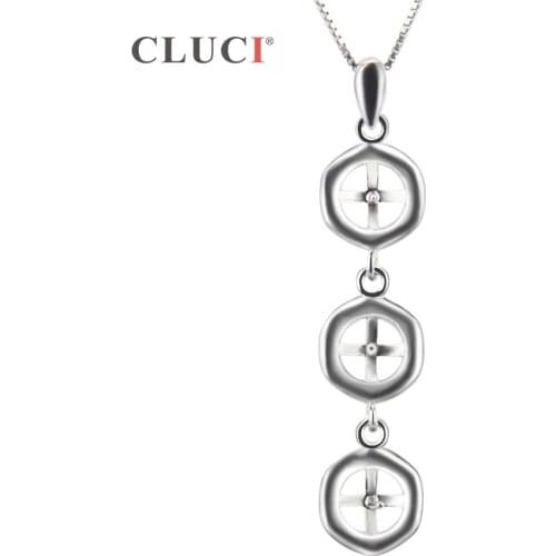 CLUCI Design Style Pendant, can stick 3 pearls, Fashion Sterling Silver Pendant for Women Wedding Jewelry Valentine GIFT SP158SB