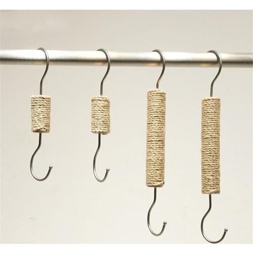 1pcs S Shaped Hooks Clothing Shop Hanging Hanger Storage Holders Silver S Hook With Hemp Rope