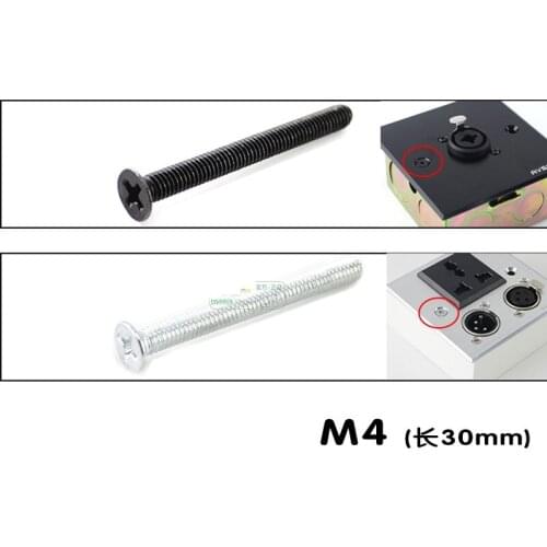 100Pcs audio 86 panel mounting bottom box exposed mounting concealed socket flat head screw 4mm diameter M4 audio project