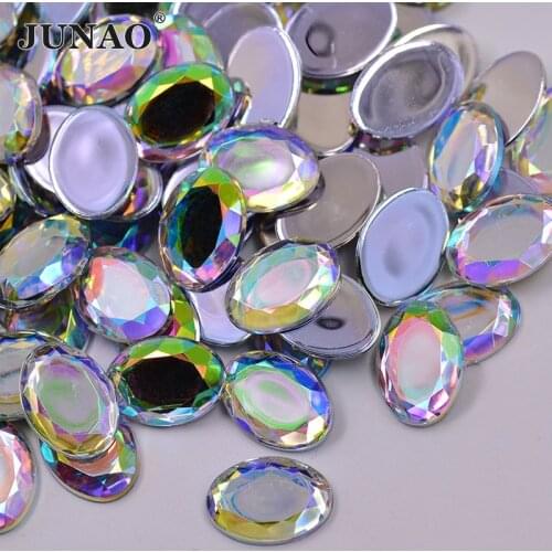 13*18mm Clear Crystal AB Color Rhinestones Flatback Strass Oval Acrylic Crystal Stones for Scrapbooking Clothes Crafts 200pcs