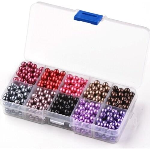 2021 New Product Color Warm Color Series Glass Pearl Box Loose Beads Round Beads Diy Jewelry Beaded Accessories