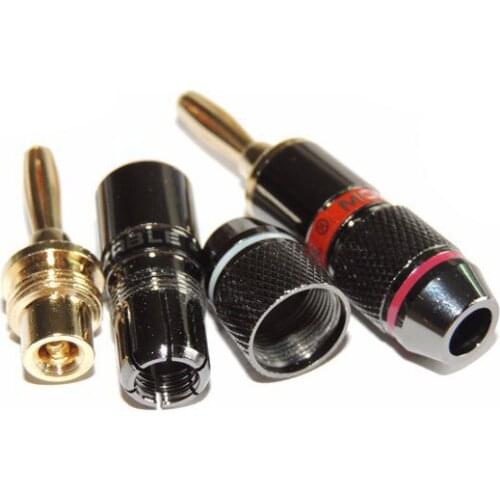 4PCS gold plated 4mm Banana Plug male Speaker wire cable Connector adapter