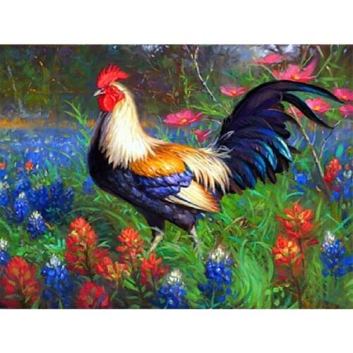 5d diy diamond embroidery Chickens in Flowers diamond painting Cross stitch full round diamond Rhinestone mosaic