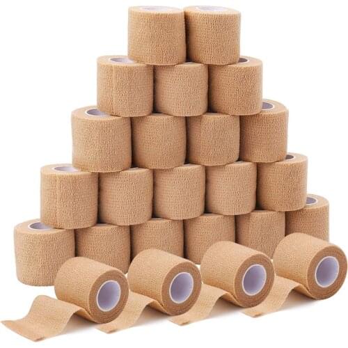24pcs 5cm Disposable Cohesive Wrap Tattoo Grip Cover Tape Elastic Self-Adhesive Bandage Rolls for Tattoo Machine Grip