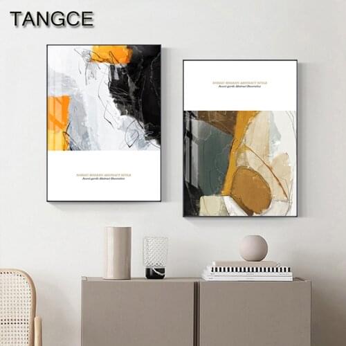 Abstract Yellow Black Painting Fashion Canvas Poster and Print Alphabet Text Wall Art for Living Room Entrance Nordic Home Decor