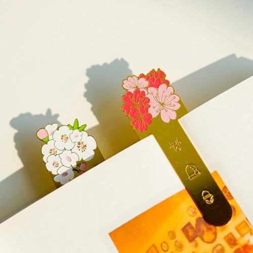 Annibook Romantic Bookmarks Japanese Cherry Metal Brass Bookmark Paper Bookmark For Books Accessories Kawaii Stationery Store