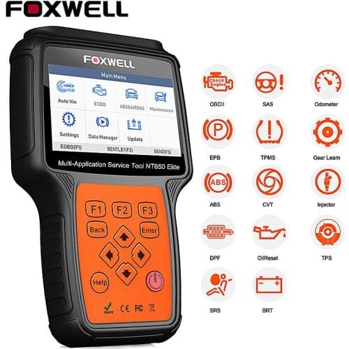 FOXWELL NT650 Elite OBD2 EOBD Automotive Scanner ABS Airbag SAS EPB Oil DPF TPMS TPS BRT Service Reset Engine Diagnostic Tool