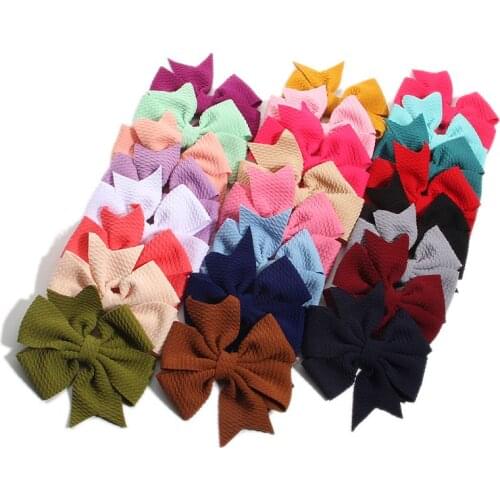 60Pcs 9CM 3.5" Seersucker Waffle Hair Bows For Hair Clips Baby Girls Hair Accessories Bow Knot Boutique Head Wear For Headbands