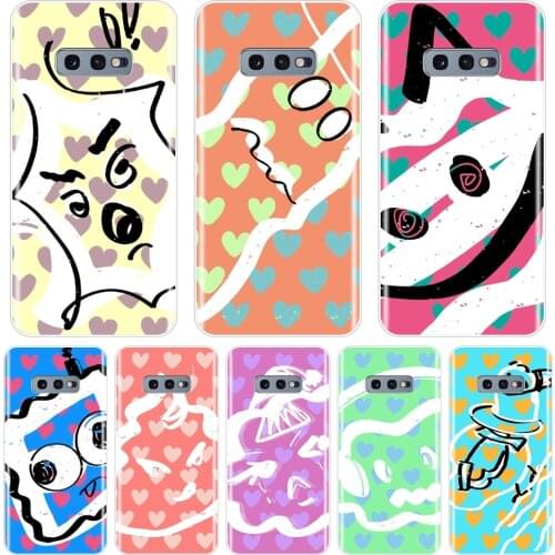 Cartoon Heart Yellow Love Patterned Phone Cases For Samsung Galaxy S10 Plus 5G 10E Silicone Cover For Samsung Galaxy Note 10 Pro