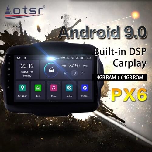 For Jeep Renegade 2014-2018 Car Multimedia Radio Player Stereo Android 9 build in DSP 9 inch IPS Screen Audio GPS Navi head unit