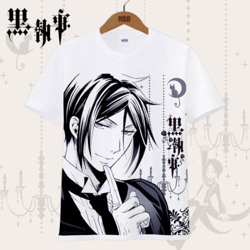 Black Butler T-shirt Ciel Phantomhive Sebastian Michaelis Cosplay Printed Tees Tops Japanese Anime Costume T Shirt For Men Women