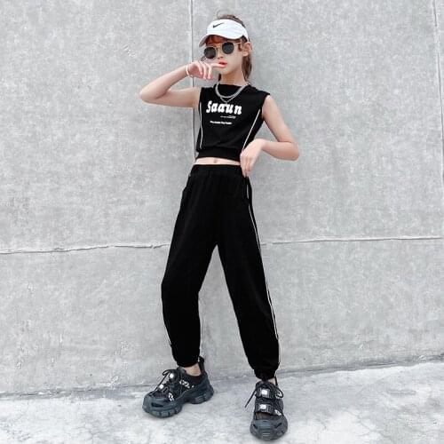 Summer Baby Girls Clothes Letter Suit Sleeveless Tees Pants Short T-shirt Vest 2pcs Set Hip Hop 3-14Yrs Girl Kids Fashion Outfit