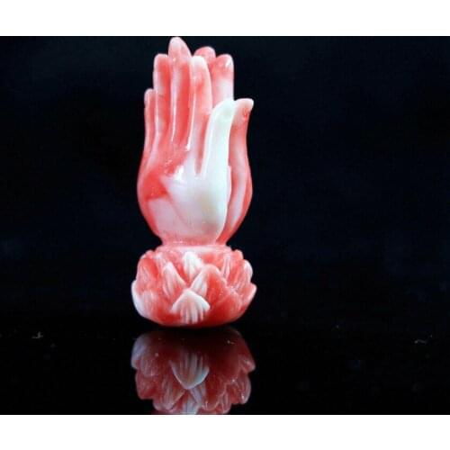 Hot sale pink artificial coral bergamot buddha hand-shape 12*30mm charms loose beads diy fashion jewelry 5pcs B925