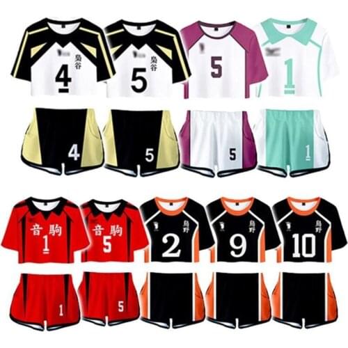 Women Haikyu!! Two Piece Set Short Sleeve Pure Cotton Short Tops And Middle Waist Shorts Suit High Quality Fashion Tracksuit