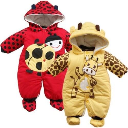 Hooyi Baby Boy Romper Fleece Newborn Winter Outfits Ladybug Milk Hoodies Jumpsuits Girls Coat Infant Clothes Overall Babies Shoe