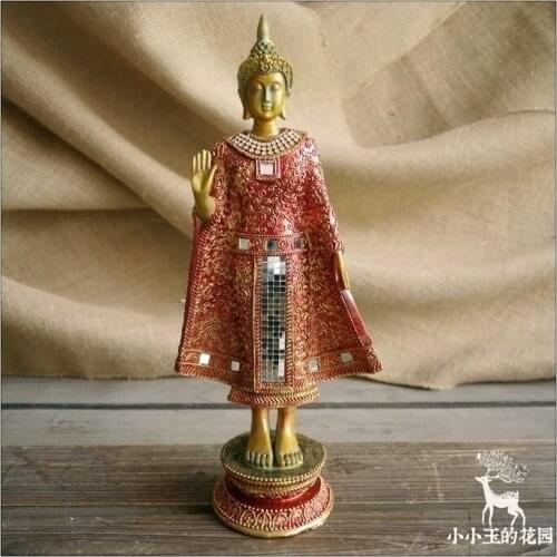 BEAUTIFUL RED THAI BUDDHA ORNAMENTS SOUTHEAST ASIA HOTEL BUDDHIST CRAFTS COLLECTION PRESENT