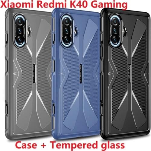 Matte For Xiaomi Poco F3 GT Case + Tempered glass Soft Gel TPU Protective Skin Redmi K40 Gaming Edition Silicon Cover