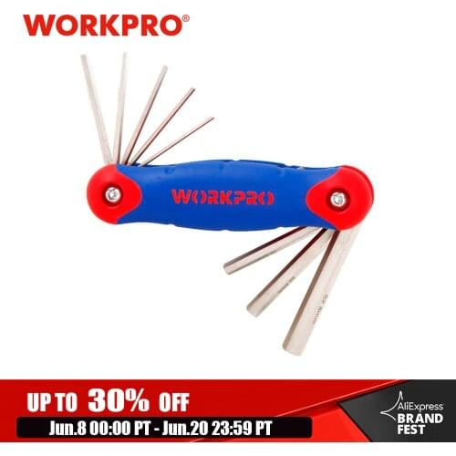 WORKPRO 8 in 1 Folding CR-V HEX Key Wrench Set Metric 1.5mm-8mm Allen Wrench Key Set Hand Tool Kit