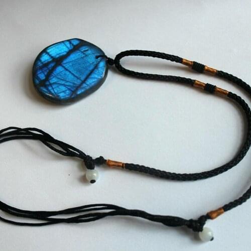 Natural Colorful Labradorite Crystal Original Moonstone Pendant Accessories Stones Ornament Original Stone Natural Necklace H5R6