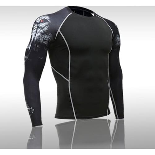 Newest 3D Print Long Sleeve T Shirt Fitness Men Bodybuilding Brand Compression Shirts Running Clothing