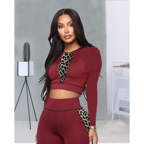 2021 Summer New Style Womens Sexy Fashion Casual Leopard Print Stitching Two-Piece Suit